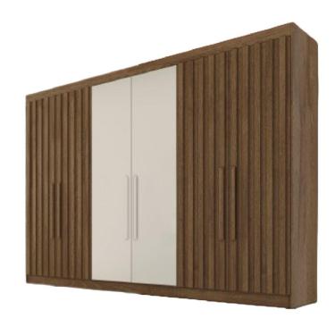 Imagem de Guarda Roupa 6 Portas Potente 4 Ripado 100% Mdf Brauna/off White