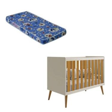 Imagem de Berço Americano Isis Areia Acetinado Savana Com Colchão Ortobom - Reller