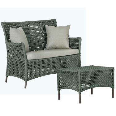 Imagem de 1 Sofá E Mesa Igapó Alumínio Marrom Corda Náutica E3 Trama Verde