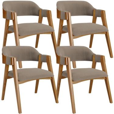 Imagem de Kit 04 Cadeiras Para Sala De Jantar E Estar Living Estofada Suran L02 Bouclê Bege - Lyam