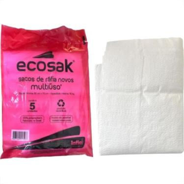 Imagem de Saco De Rafia Ecosak Novo Multiuso 50Cm X 70Cm 40Kg Pacote Com 5 Pecas