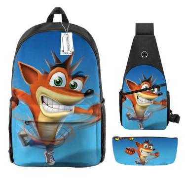 Imagem de Conjunto de mochilas Crashs Bandicoots Anime School 3 unidades/lote - 