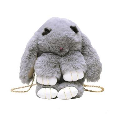 Imagem de Bolsa Messenger Gray Rabbit Anime Plush para crianças de 2 a 10 anos -