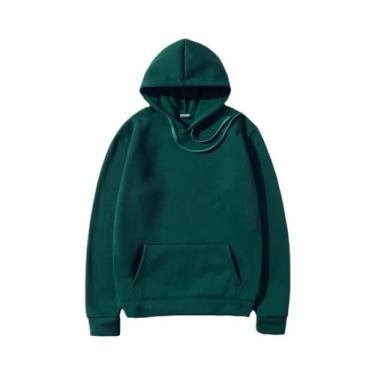 Imagem de Hoodies Unissex De Cor Sólida Com Bolso, Pulôveres Casuais Para Esport