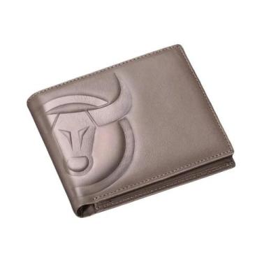 Imagem de Carteira Masculina RFID BULLCAPTAIN Em Couro Genuíno Com Grande Logoti