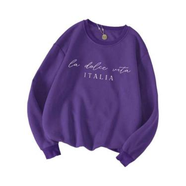 Imagem de Moletom Feminino Multicolorido Y2K Com Estampa La Dolce Vita, Pullover