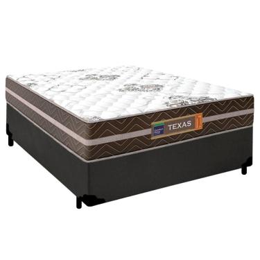 Imagem de Cama Box Casal Sintético + Colchão Molas Ensacadas Texas Colchões 138cm Cinza - Suporta...