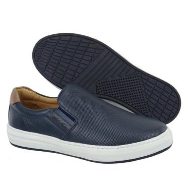 Imagem de Sapatênis Masculino Iate 100% Couro Floater Art Nobre - 3102, Marinho,