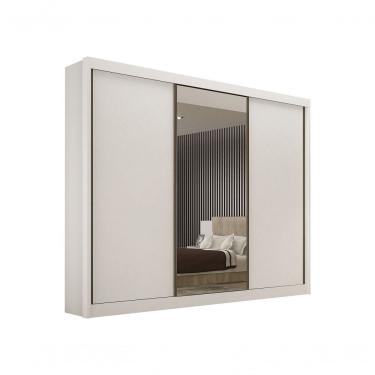 Imagem de Guarda Roupa Casal São Paulo Gold 3 Portas de Correr 6 Gavetas 100% MDF com Espelho Branco