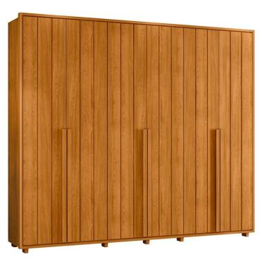 Imagem de Guarda Roupa Casal Volpi Ripado 6 Portas 6 Gavetas MDF Cinamomo Madetec Móveis