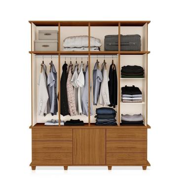 Imagem de Guarda Roupa Closet Roupeiro Dresden 9 Portas 6 Gavetas MDF Malbec-Off White Luapa