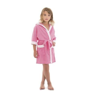 Imagem de Roupão Infantil com Capuz Natação - Sogni Belli, Rosa, 12