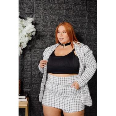 Imagem de Conjunto Short e blazer Feminino Terninho Plus Size Tamanho Grande Soc