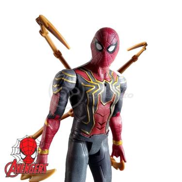Imagem de Boneco Action Figure Homem Aranha Traje de Ferro4 com 29CM de Altura e Função Musical Vermelho Smart Bracelet
