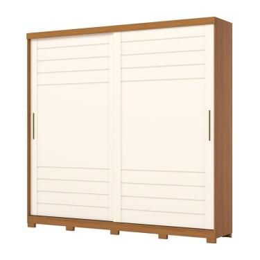 Imagem de Guarda Roupa Casal Cayman 2 Portas 6 Gavetas Com Pés D337 Cinamomo Off White - Henn