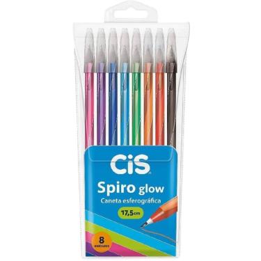 Imagem de Caneta Esferográfica Cis Spiro Cis Glow com Ponta 0.7MM e 8 Cores Vibrantes para Escrita Suave e Precisa