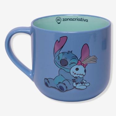 Imagem de Caneca com Infusor Stitch - Disney para Chá em Cerâmica com Acessório em Silicone para Uso Diário Azul Zonacriativa