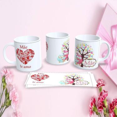 Imagem de Caneca de Porcelana 325ML Mães Estampa 100 Decorada Temática Dia das Mães Apta para mic...
