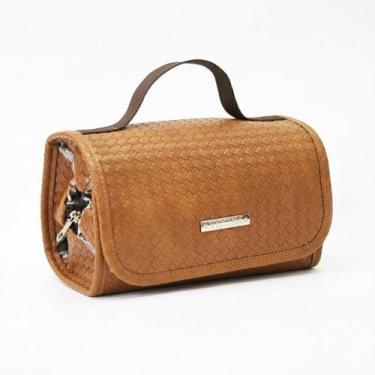 Imagem de Necessaire Feminina Helena com Divisórias Tressê Viccina, Camel tressê