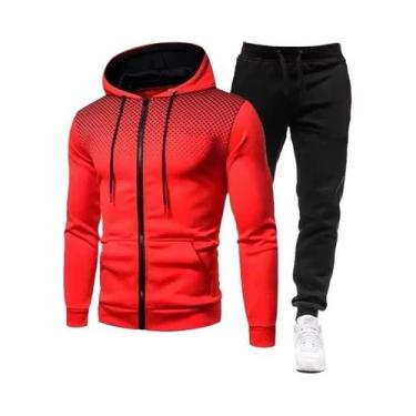 Imagem de Conjunto De Moda Casual Masculina Com Estampa, Moletom Com Zíper E Cap