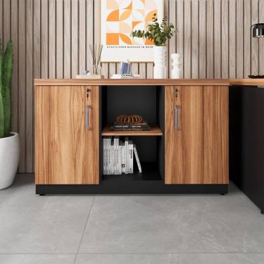 Imagem de Armário Baixo Escritório 120cm X 45cm 2 Portas com Chave e 3 Prateleiras Corporate Noga...