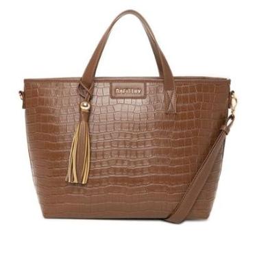 Imagem de Bolsa Feminina Rafitthy Tiracolo Grande Croco Marrom-Feminino