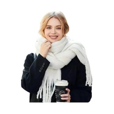 Imagem de Cachecol Feminino De Inverno Quente E Grosso Em Cor Sólida, Pashmina C