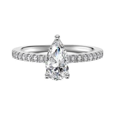 Imagem de Anel Feminino De Prata Esterlina 925 Com Zircônia Em Formato De Gota P