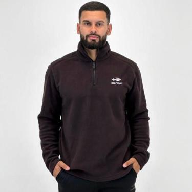 Imagem de Blusa Mormaii Fechada com Zíper em Fleece Masculina, G, Marrom
