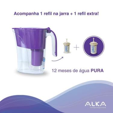Imagem de Jarra Purificadora de Água Alcalina Alka com 1 Refil Extra, Roxo, 27 c