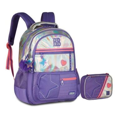 Imagem de Kit Mochila e Estojo Holográfico Rebecca Bonbon, Lilás