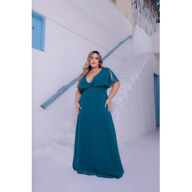 Imagem de Vestido longo plus size festa - Felicias , Verde, 50