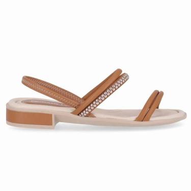 Imagem de Sandália Salto Baixo Feminina Piccadilly 590068 Camel, 35, Camel
