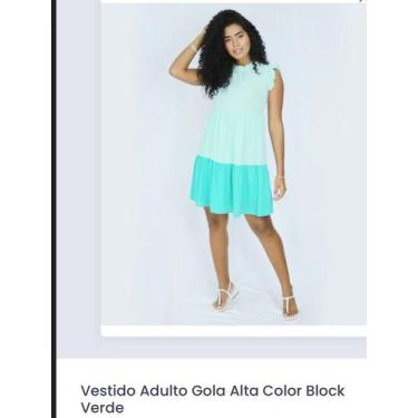 Imagem de Vestido adulto gola alta color black verde TAM M - Marka da Paz 
