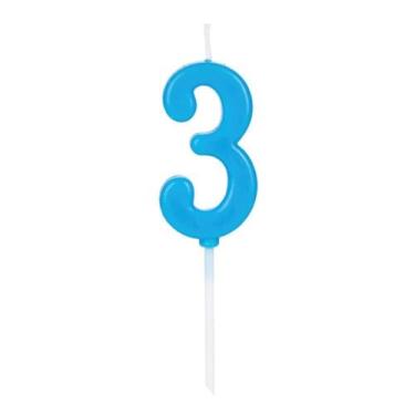 Imagem de Vela de Aniversário Número 3 Azul 4,5 cm Silver Plastic