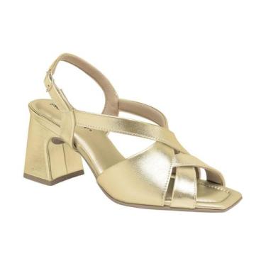 Imagem de Sandália Feminina Piccadilly Salto Grosso Fivela 626052, 38, Ouro