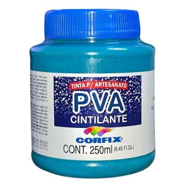 Imagem de Tinta Pva para Artesanato Corfix Cintilante 250ml - 16221, 324 - AZUL 