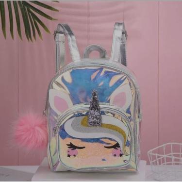 Imagem de Bolsa infantil transparente com patch de arco-íris - Outletrosachic, A