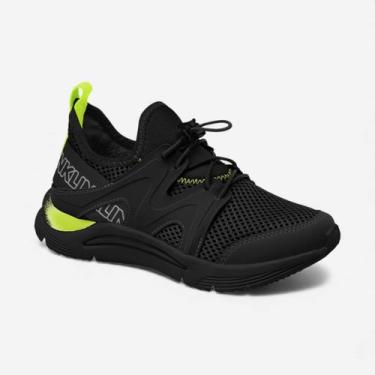 Imagem de Tênis Klin New Sport Masculino Infantil Preto, Preto, Verde neon, 34