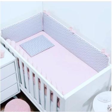 Imagem de Kit berço Chevron 5 Pçs rosa - Batistela 