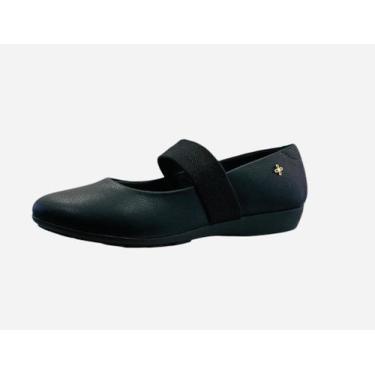 Imagem de Sapato feminino  anabela baixo preto elástico Softli, Preto, 38