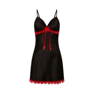 Imagem de Camisola Sexy De Renda Com Decote Em V Para Mulheres Tamanho Grande, P