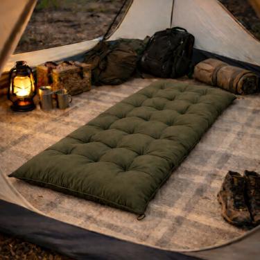 Imagem de Colchonete Futon 1,70x60 Espreguiçadeira Almofada Grande Confortável Multiuso Verde-musgo OEM