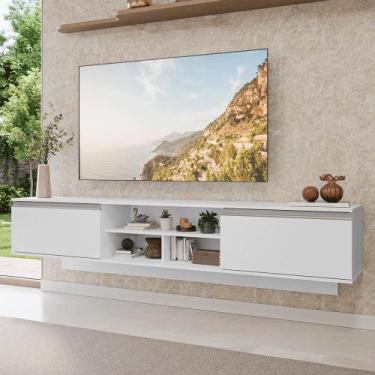 Imagem de Rack Suspenso para TV até 80 Polegadas 218 cm 2 Portas Branco Glamy Ma
