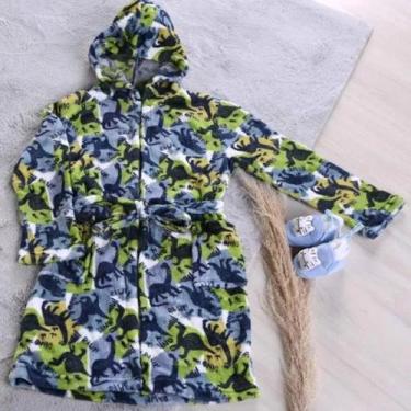 Imagem de Roupão Microfibra Infantil G Toque Flannel Com Capuz Bene Casa - Azul 