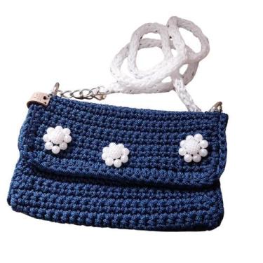 Imagem de Bolsa Infantil Áster Azul Marinho em Fio Náutico Artesanal - Zeny Bols