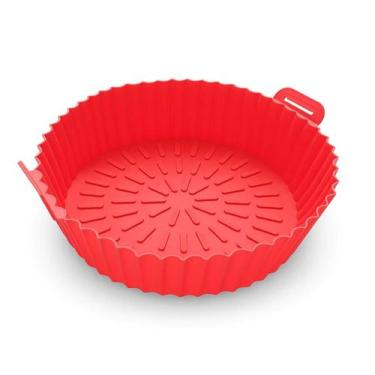 Imagem de Forma Silicone Vermelha Antiaderente Air Fryer 20cm Redonda - Clink
