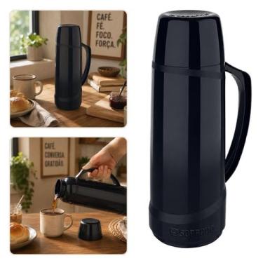 Imagem de Garrafa Térmica Cafe Cha 1 Litro Cristal Ampola de Vidro Soprano, Pret