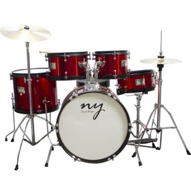 Imagem de Bateria Acústica Infantil Junior 2t Vermelha Com Banco New York - NY-F