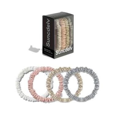 Imagem de Elásticos De Cabelo De Seda Natural Em Cores Sólidas, Scrunchies De Al